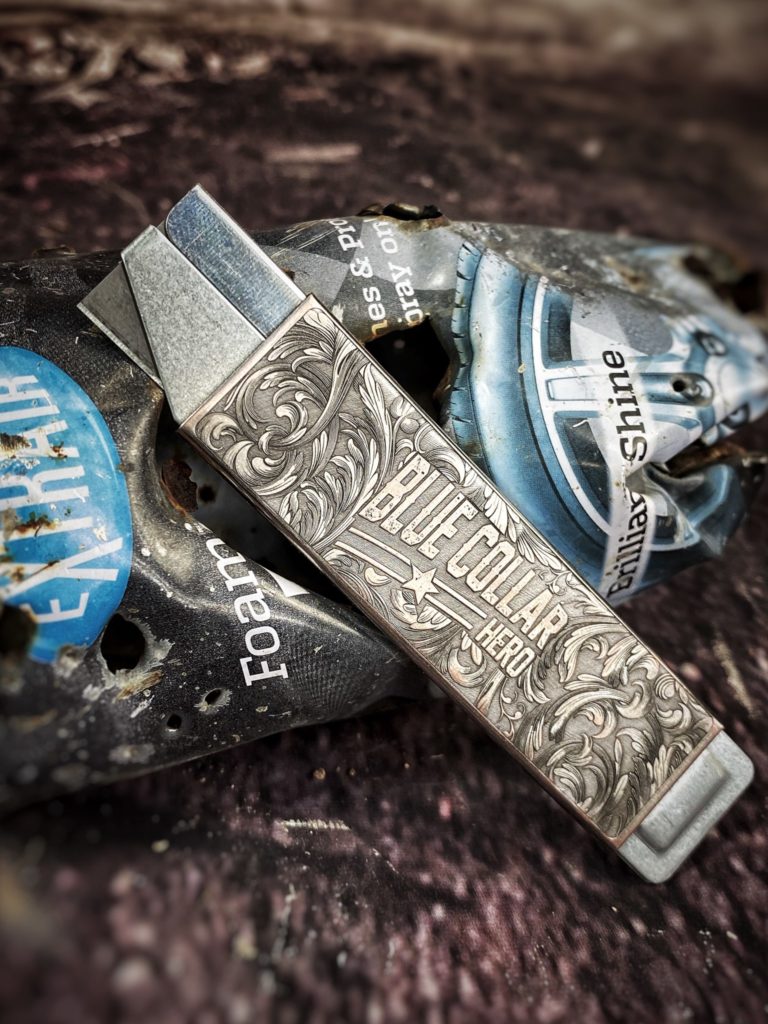 Flat Razor Box Cutter - Dark Alliance Customs - 3D Engraved Flat Razor